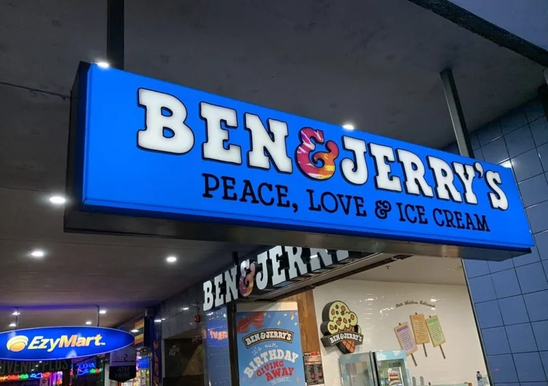 Ben & Jerry’s illuminated under-awning sign