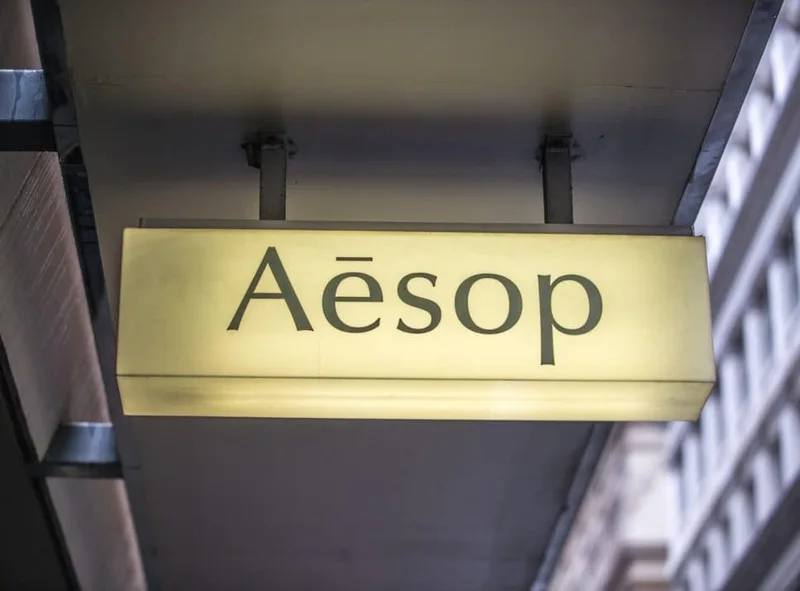 Aesop suspended illuminated sign