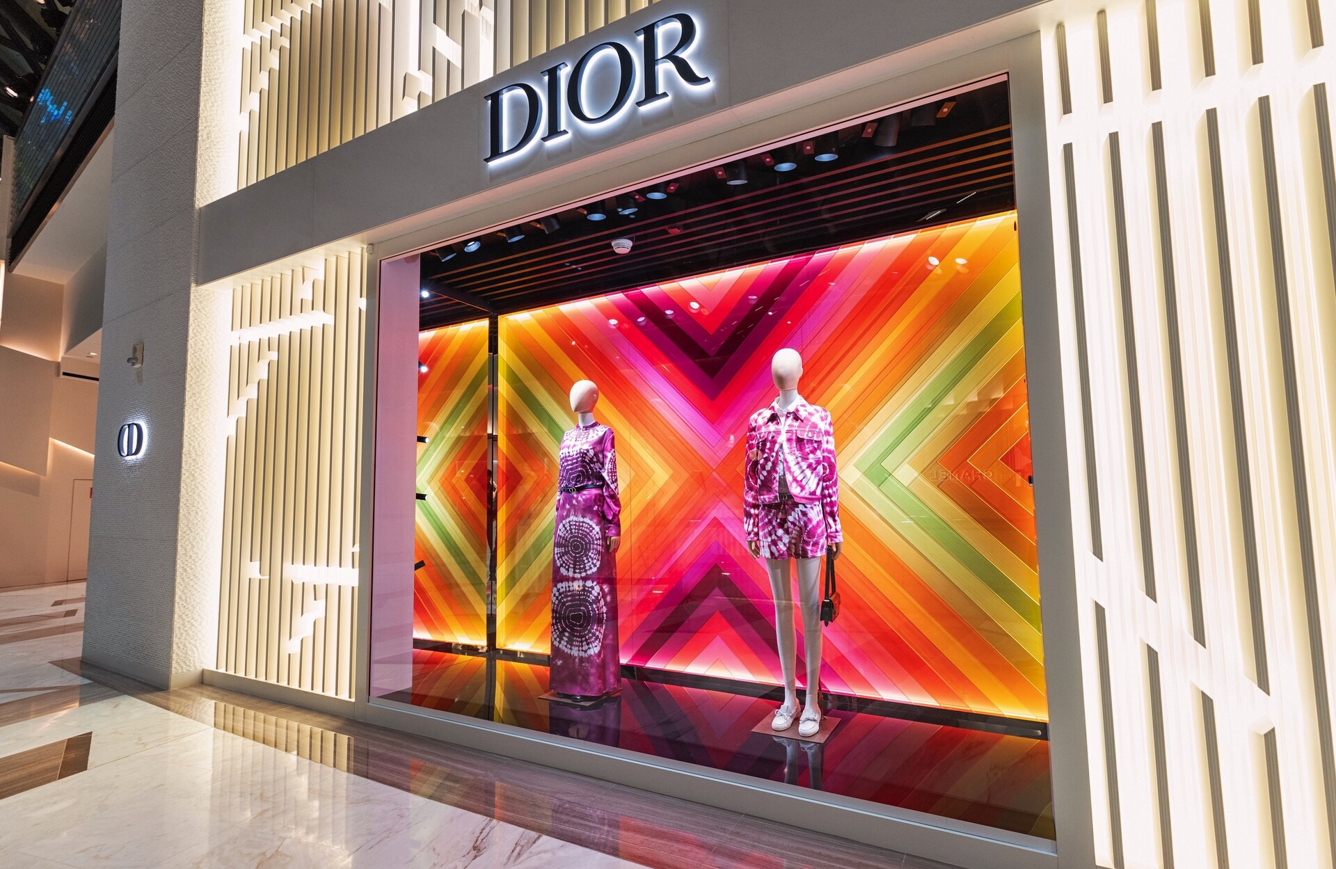 Dior retail shopfront signage and window graphics produced by Platinum Signs