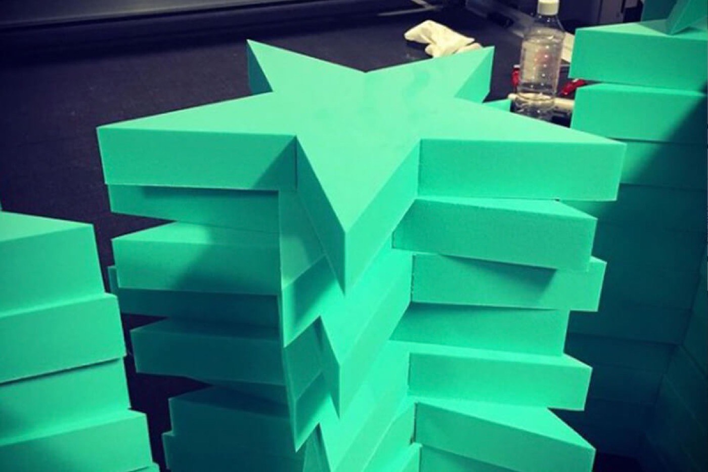 Foam star props cut for display work