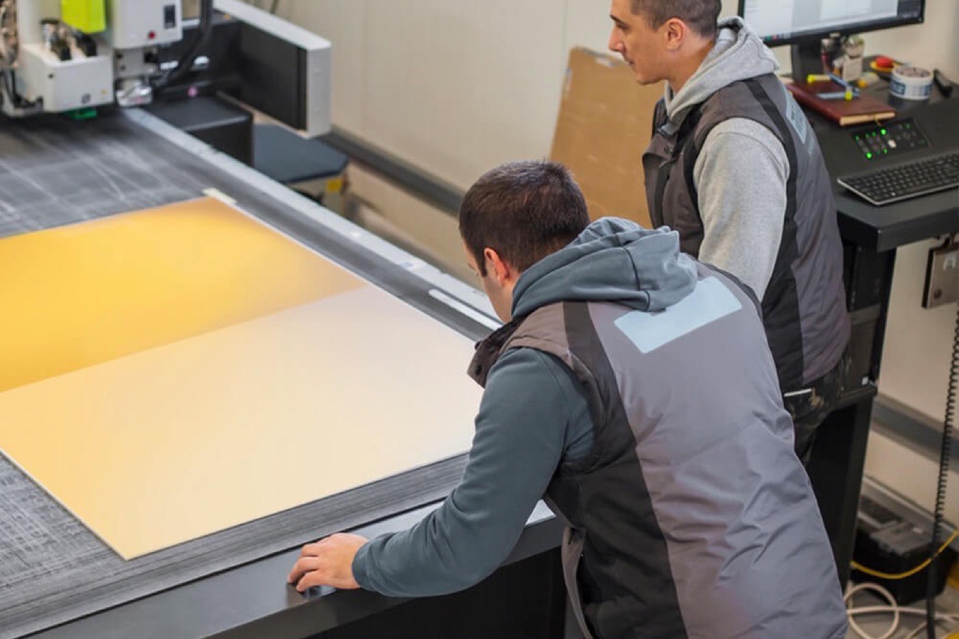 Loading a full sheet onto the CNC router table