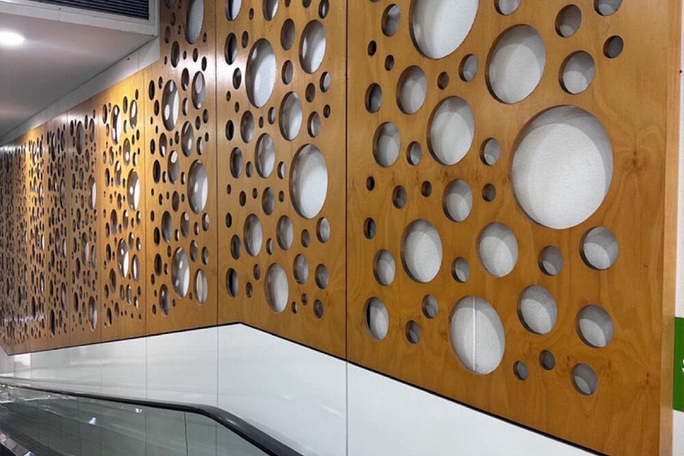 Timber perforated screens machined to pattern