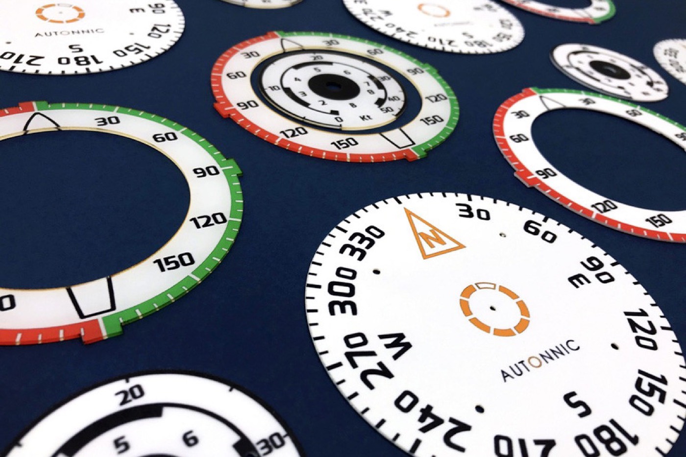 Contour-cut printed dials registered to the artwork