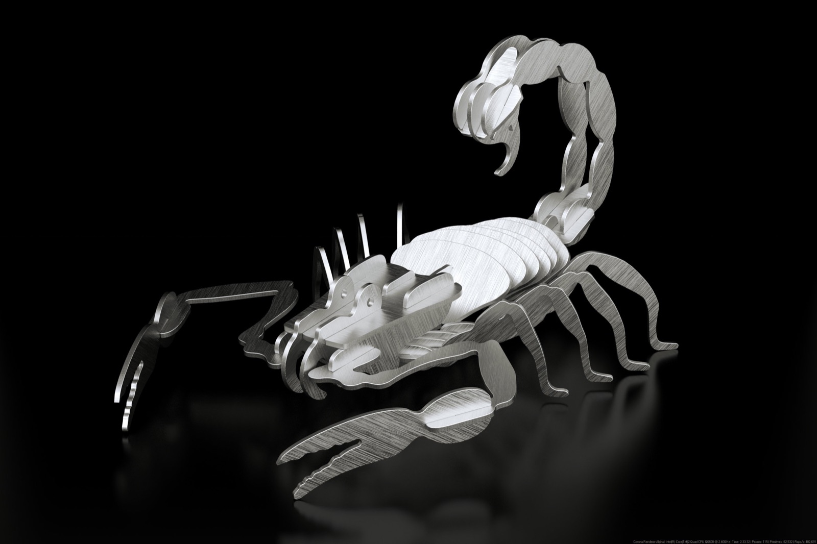 Brushed aluminium cutout component
