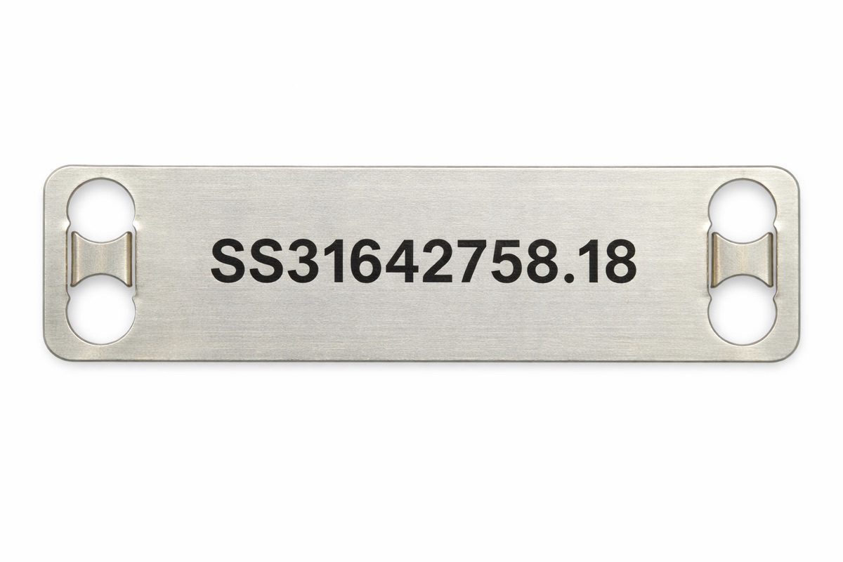Serialised 316 stainless valve tag