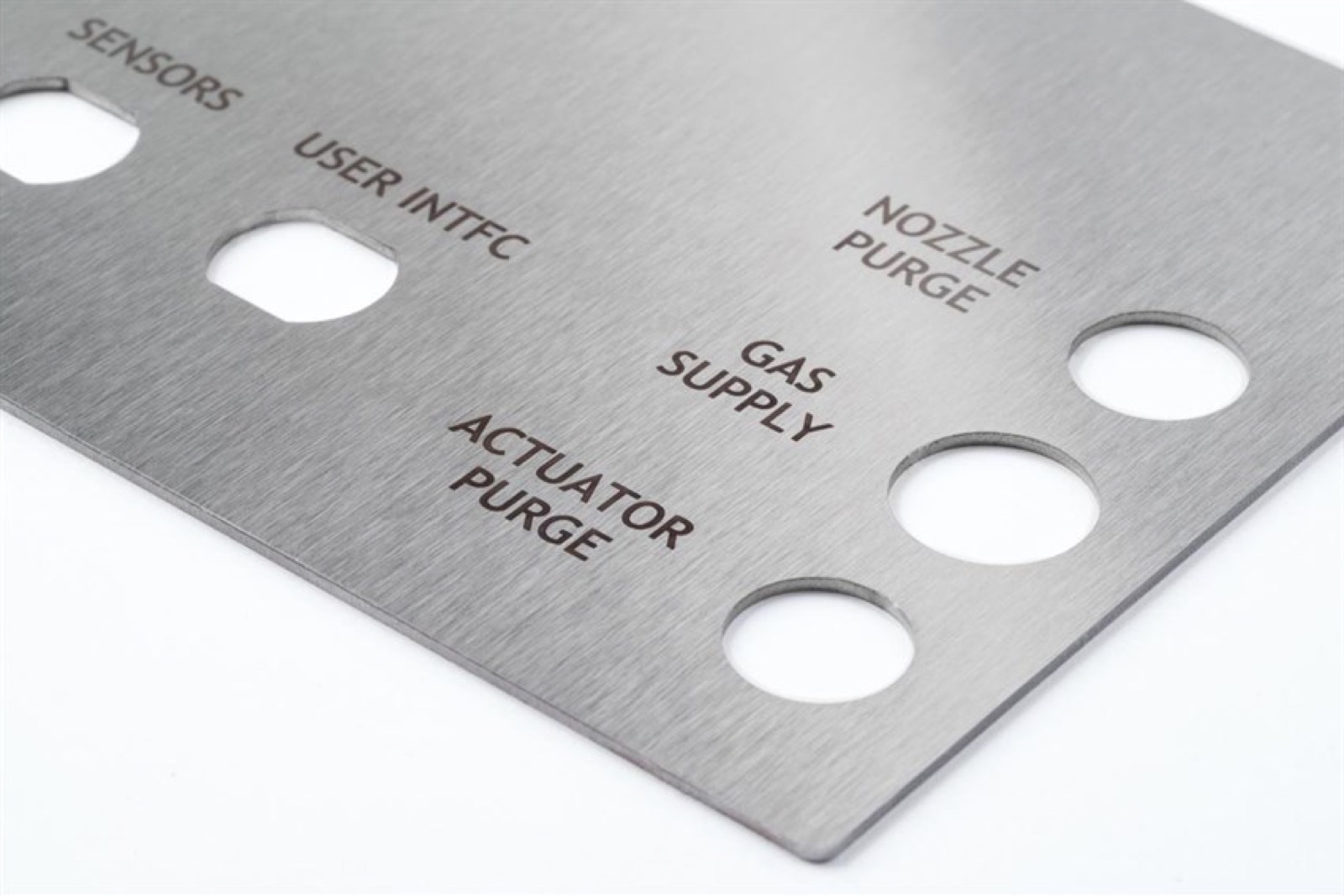 Panel legend laser-marked into stainless steel