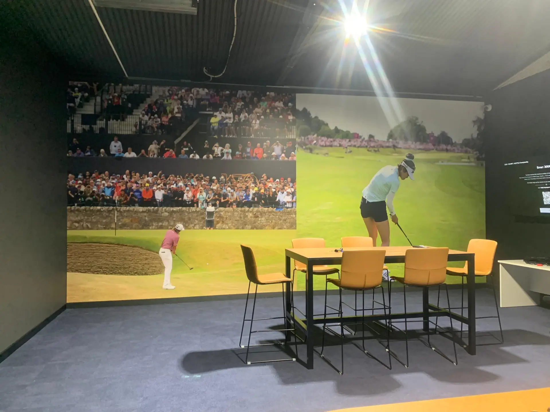 Wide-format golf course wall mural printed and installed across the fitting studio wall