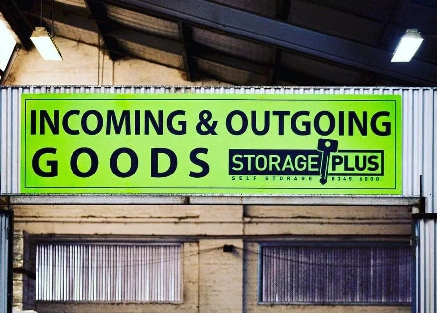 Storage Plus incoming and outgoing goods sign